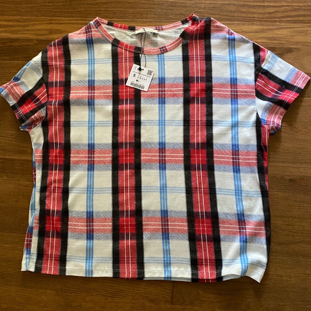 Zara plaid tshirt NWT